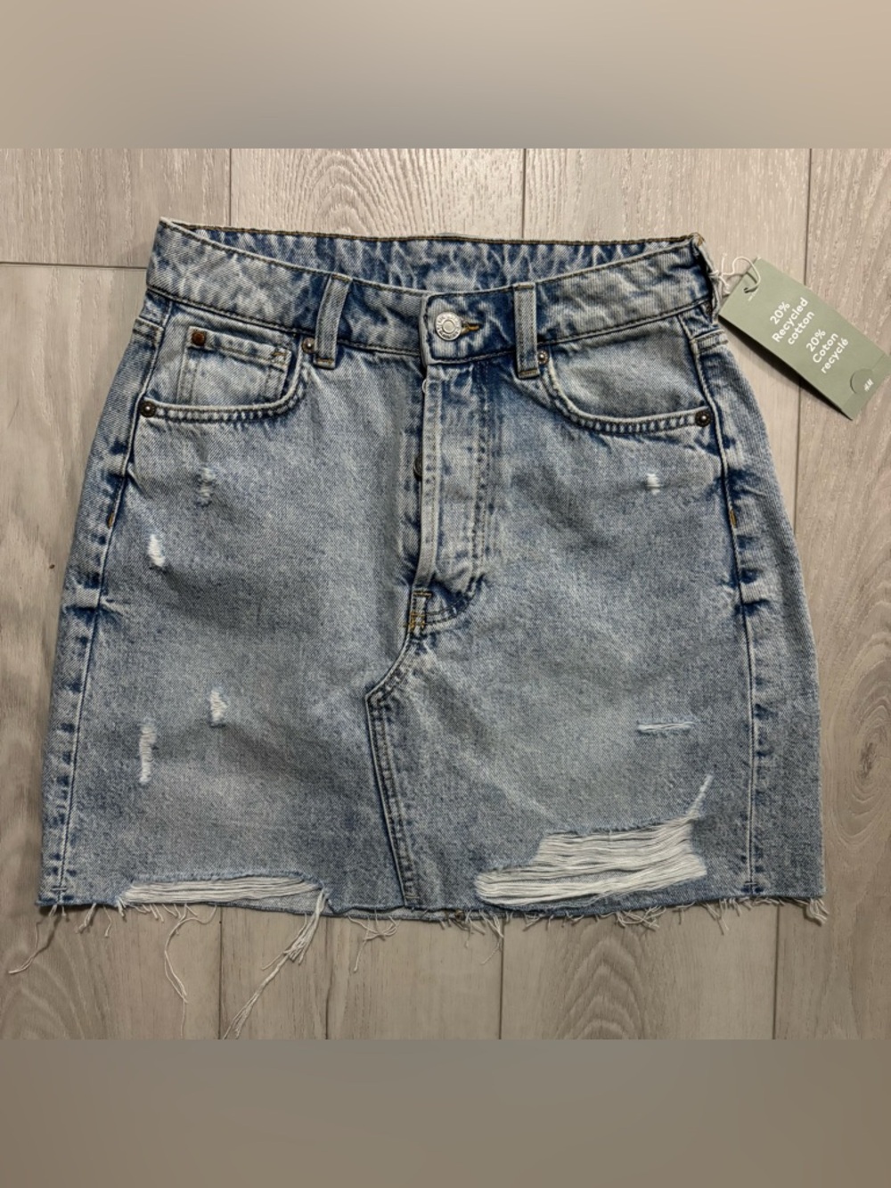 NWT H&M Distressed Denim Mini Skirt